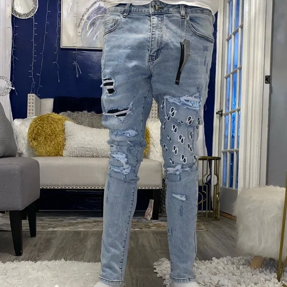 mnml ksubi amiri 風slim fit ジーンズ29 ライトブルー Amiri Crystal-Embellished Slim-Fit Jeans - Blue - 59% Off